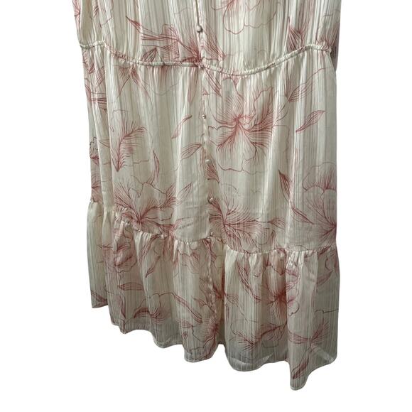 Liz Claiborne Short Sleeve Floral Satin Cream & Pink Dress w/ Slip Plus Size 1X - Picture 3 of 8